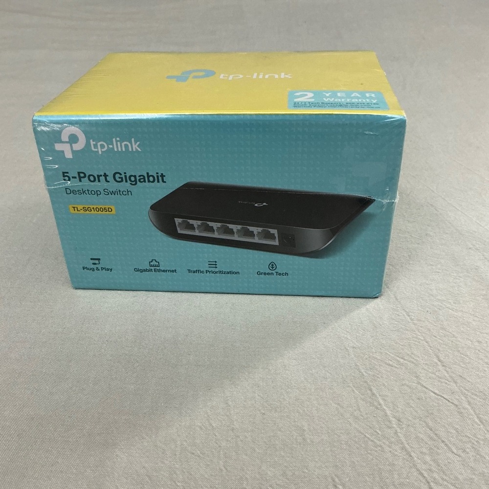 TP-Link TL-SG1005D 5-Port Gigabit Desktop Switch Ethernet Network Hub Black NIB
